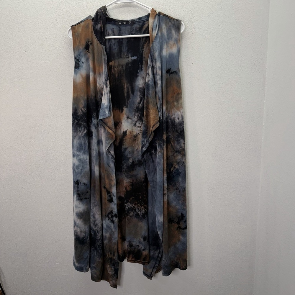 Coin 1904 Women's Tie Dye Boho Hooded Kimono Cardigan Cover Up SZ S Festival